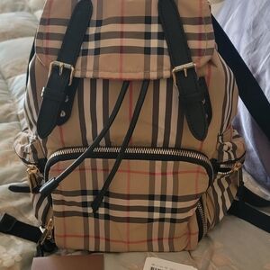 Authentic Burberry Tan and Black Checkered Backpack